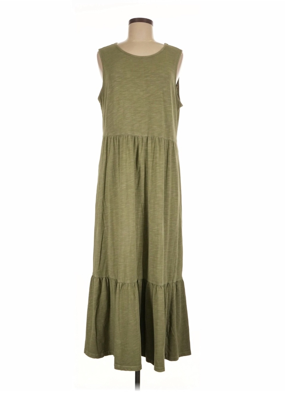 Old Navy Sleeveless Olive Green Tiered Maxi Dress